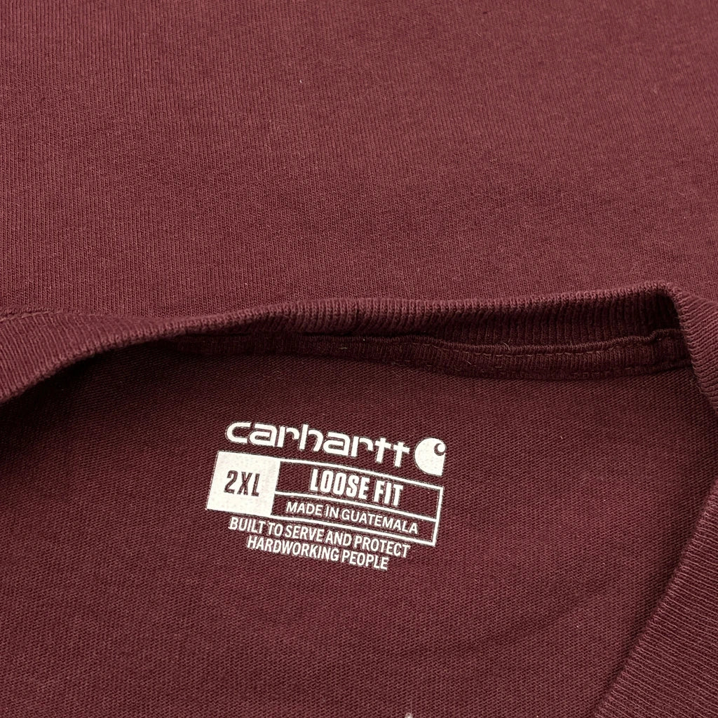 Carhartt T-Shirt - 2XL Burgundy Cotton - Image 3