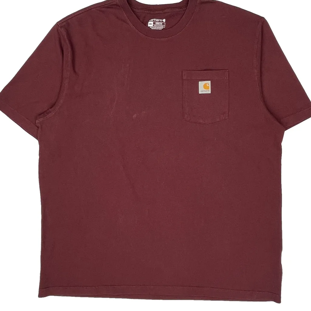 Carhartt T-Shirt - 2XL Burgundy Cotton - Image 4