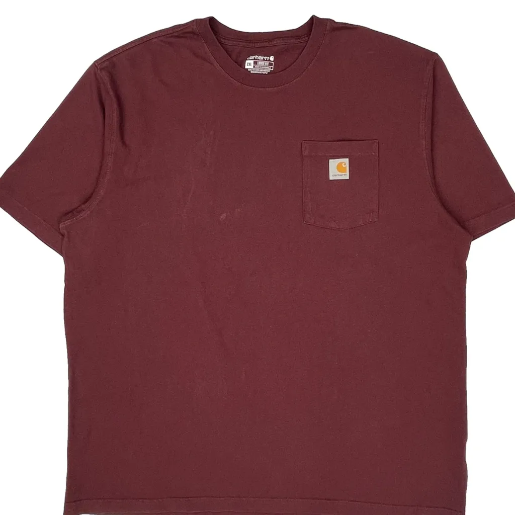 Carhartt T-Shirt - 2XL Burgundy Cotton - Image 5
