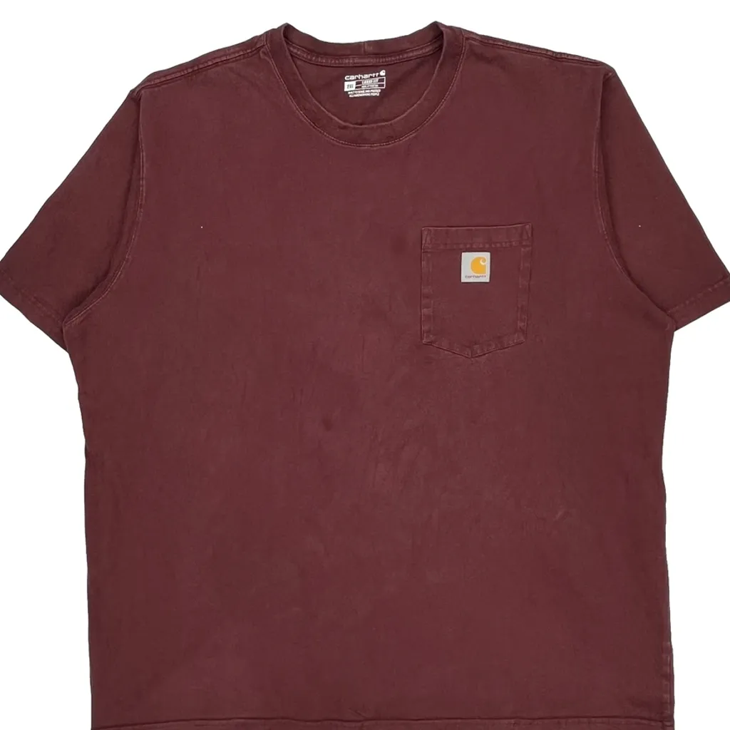 Carhartt T-Shirt - 2XL Burgundy Cotton - Image 4