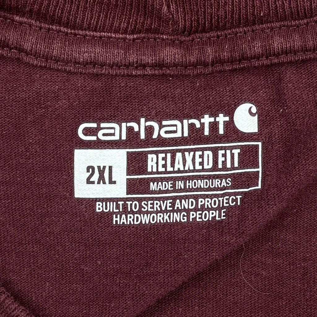Carhartt T-Shirt - 2XL Burgundy Cotton - Image 3