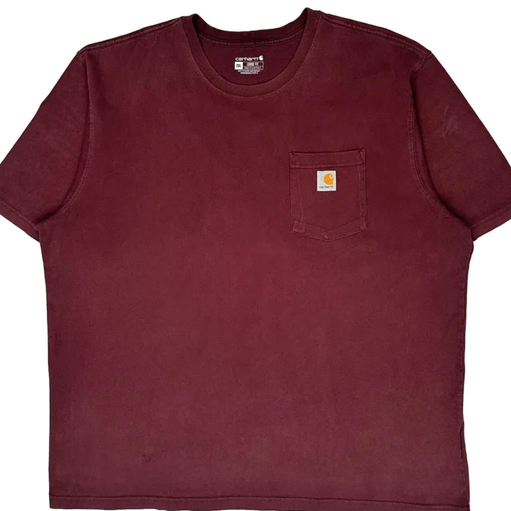 Carhartt T-Shirt - 2XL Burgundy Cotton - Image 5