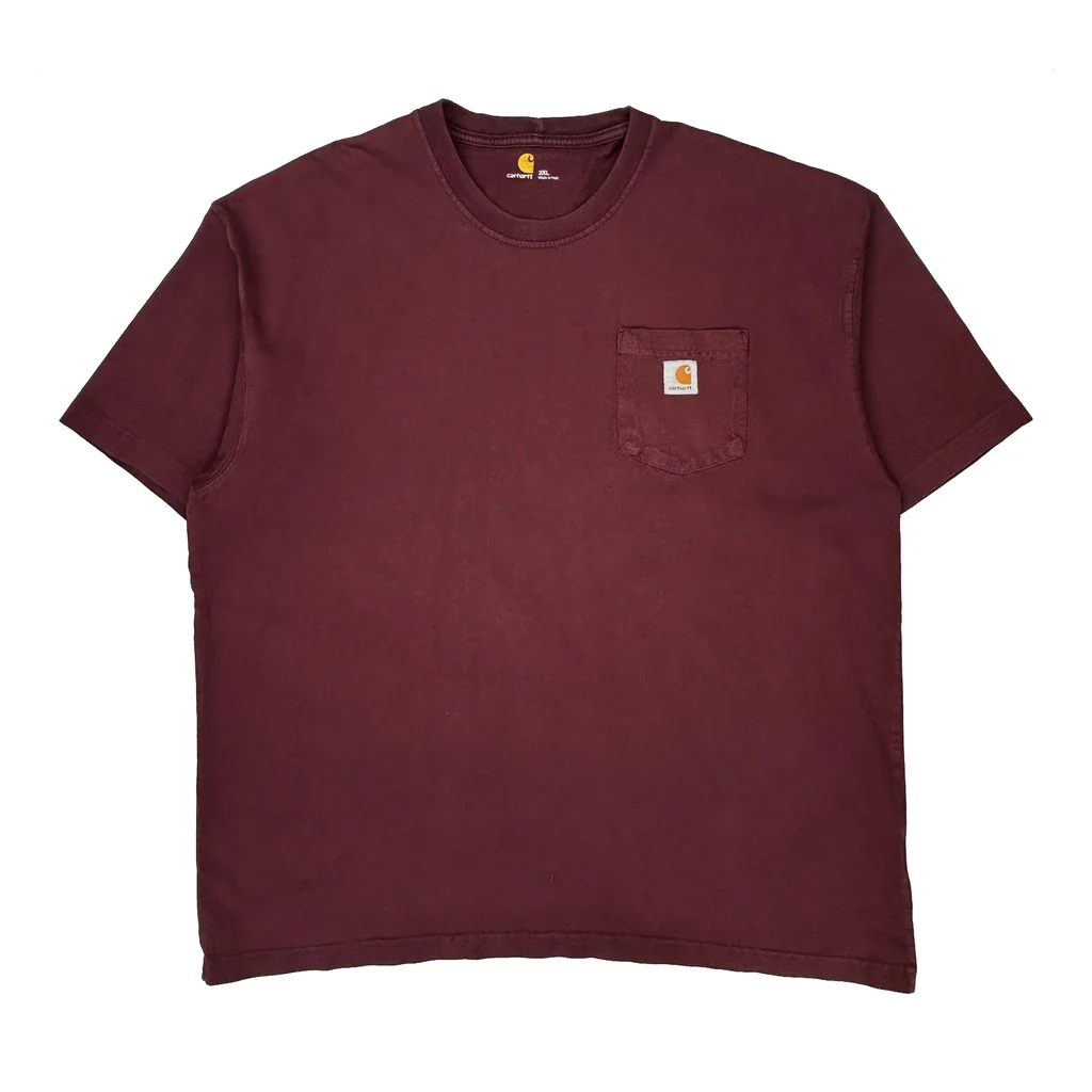 Carhartt T-Shirt - 2XL Burgundy Cotton