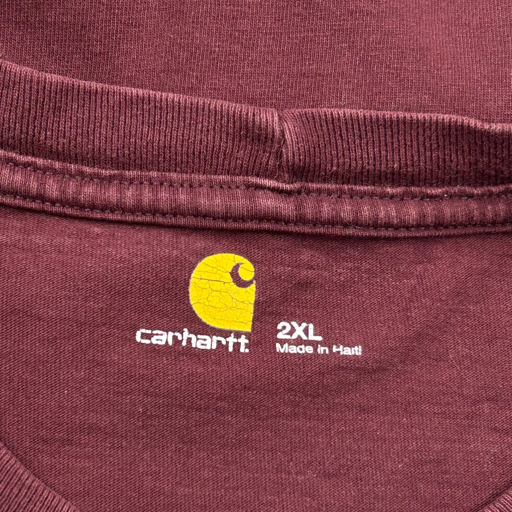Carhartt T-Shirt - 2XL Burgundy Cotton - Image 3