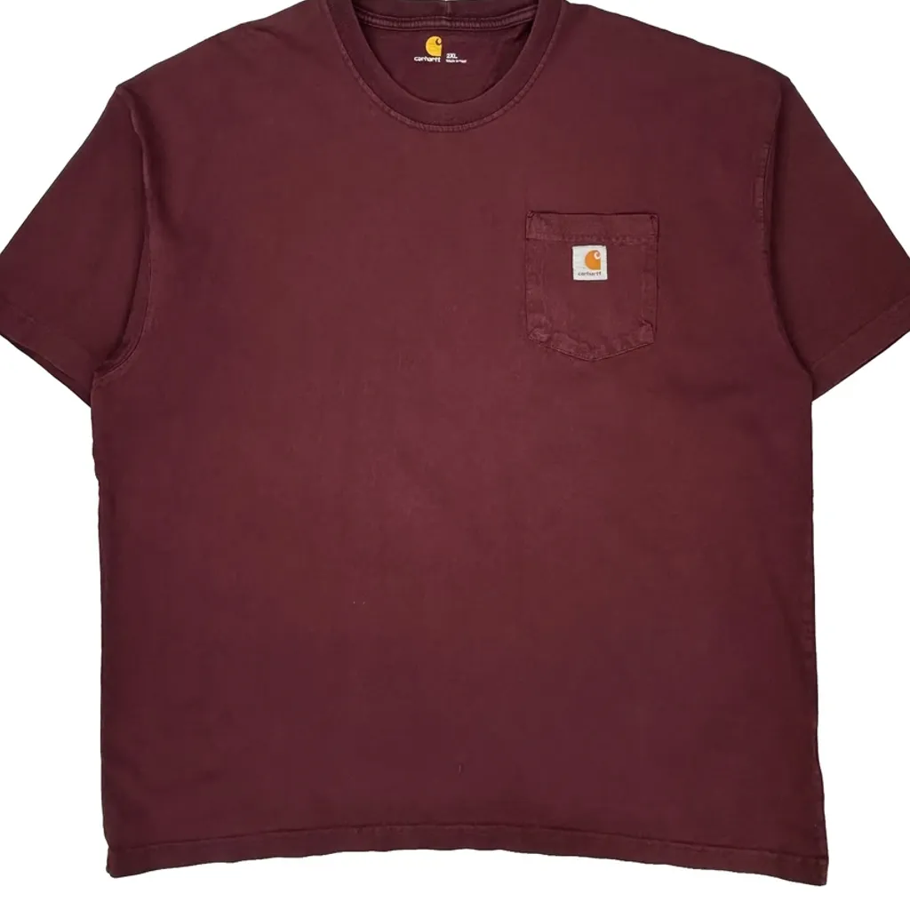 Carhartt T-Shirt - 2XL Burgundy Cotton - Image 4