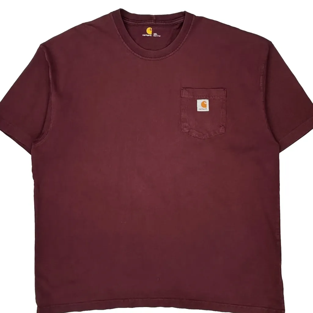 Carhartt T-Shirt - 2XL Burgundy Cotton - Image 5