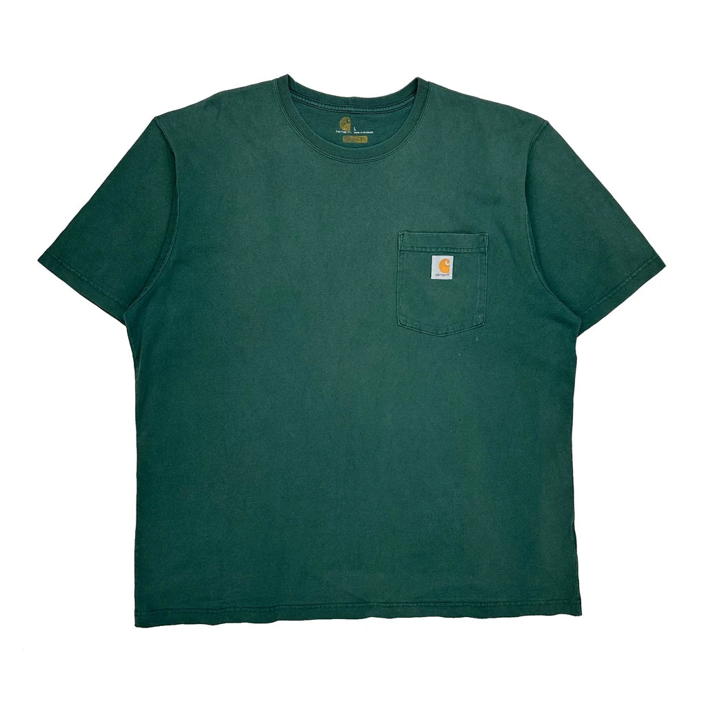 Carhartt T-Shirt - Large Green Cotton