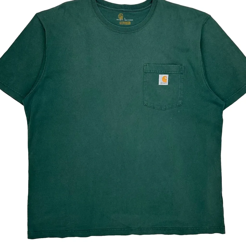Carhartt T-Shirt - Large Green Cotton - Image 5