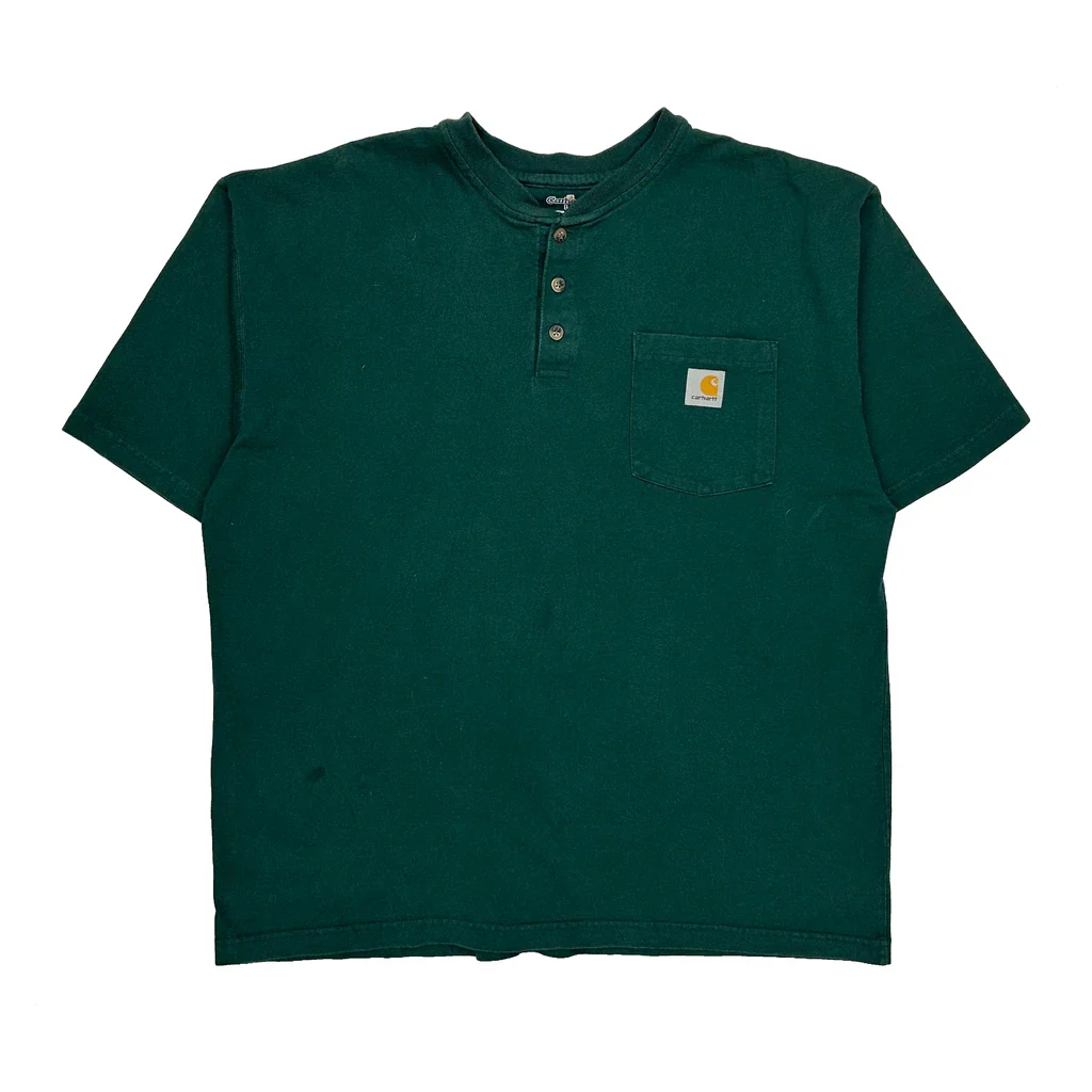Carhartt T-Shirt - Large Green Cotton