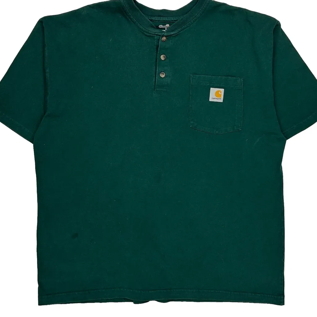 Carhartt T-Shirt - Large Green Cotton - Image 5