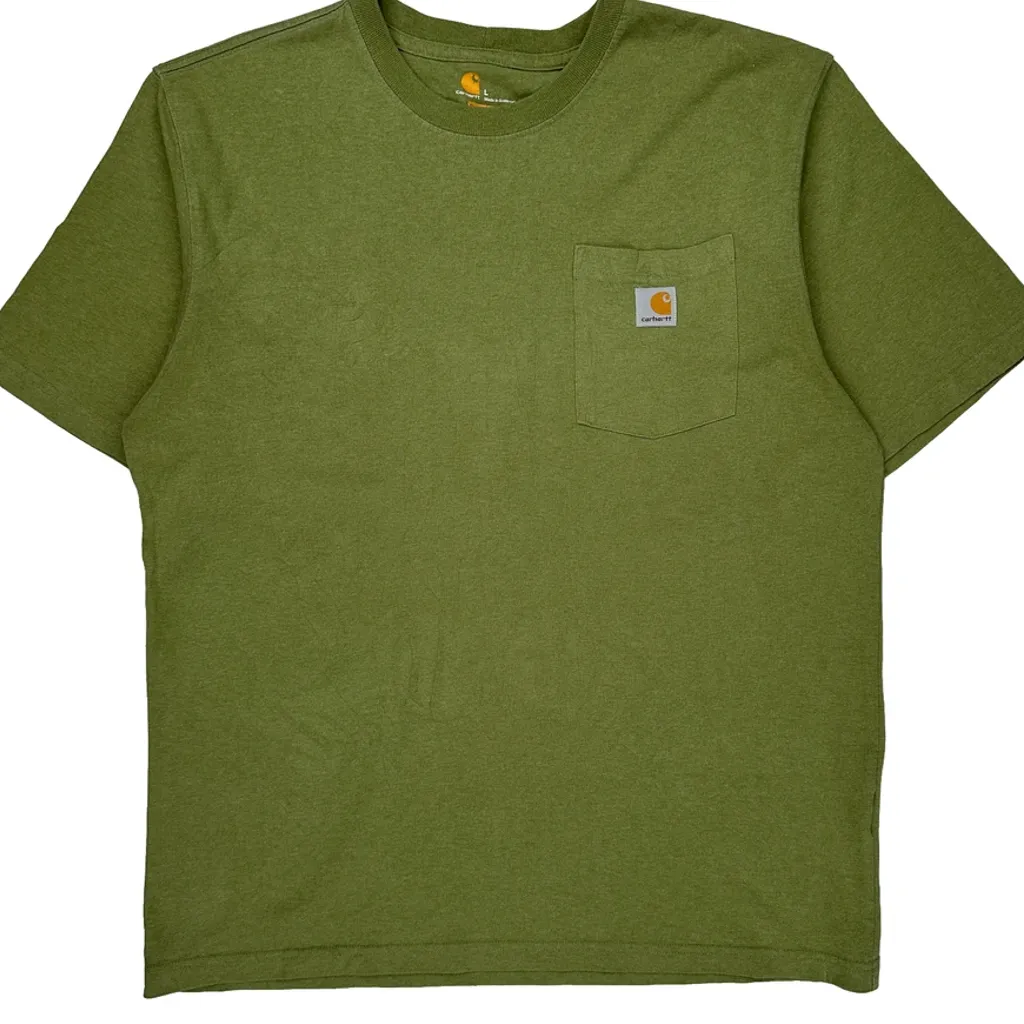 Carhartt T-Shirt - Large Green Cotton - Image 5