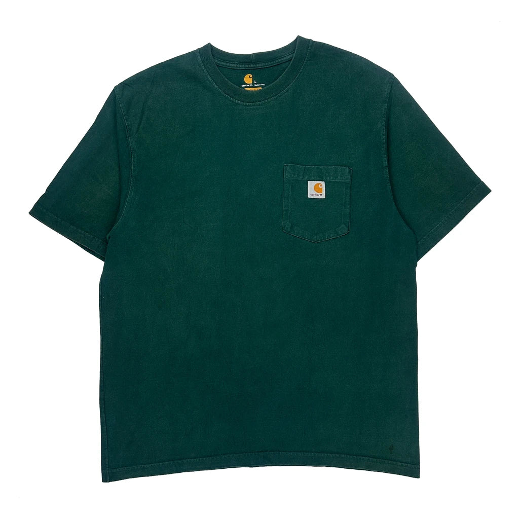 Carhartt T-Shirt - Large Green Cotton