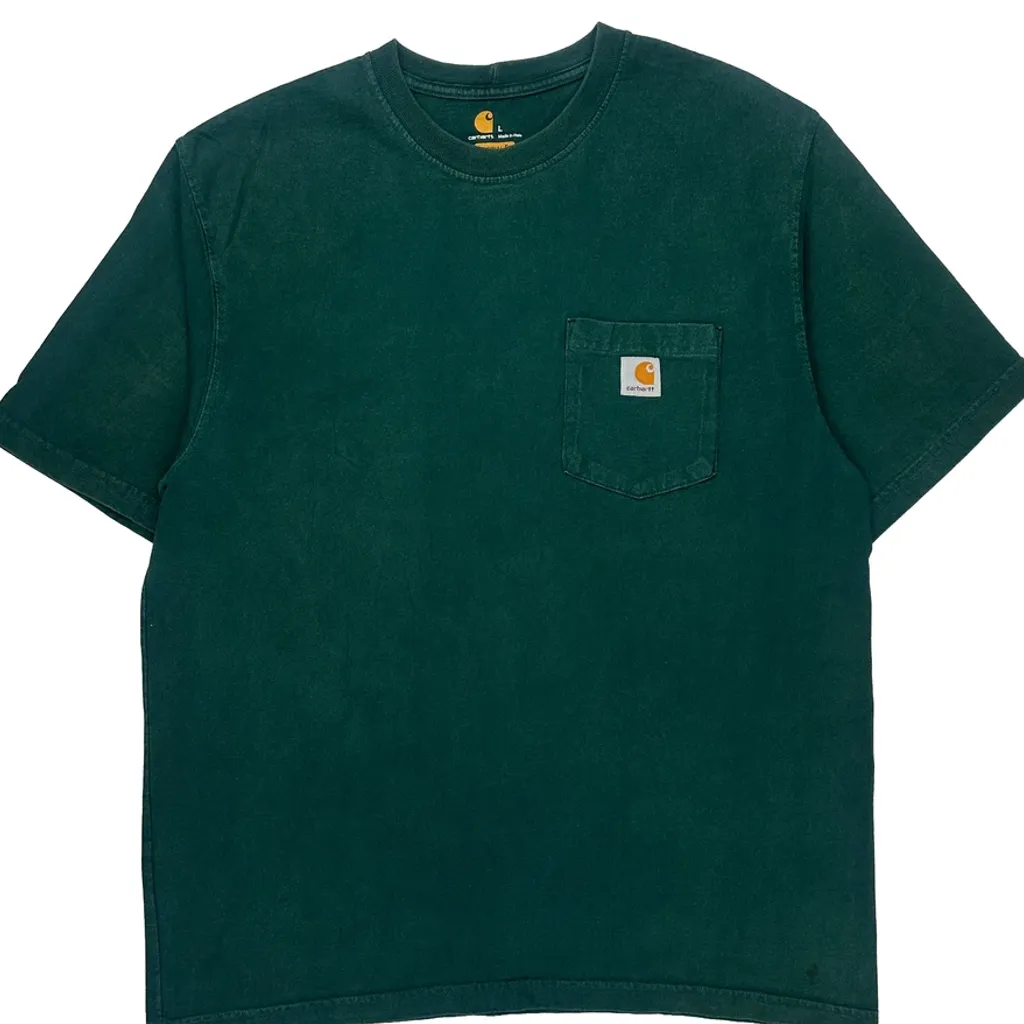 Carhartt T-Shirt - Large Green Cotton - Image 4