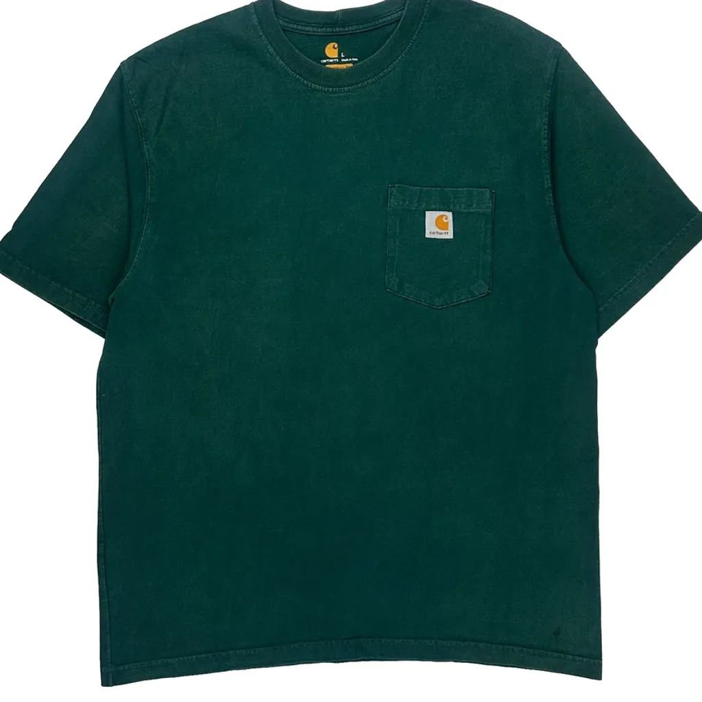 Carhartt T-Shirt - Large Green Cotton - Image 5
