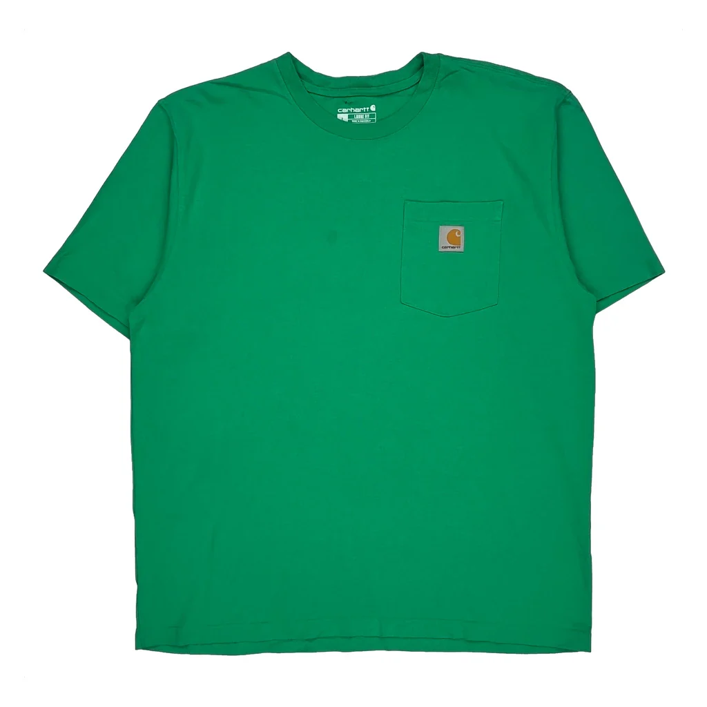 Carhartt T-Shirt - Large Green Cotton