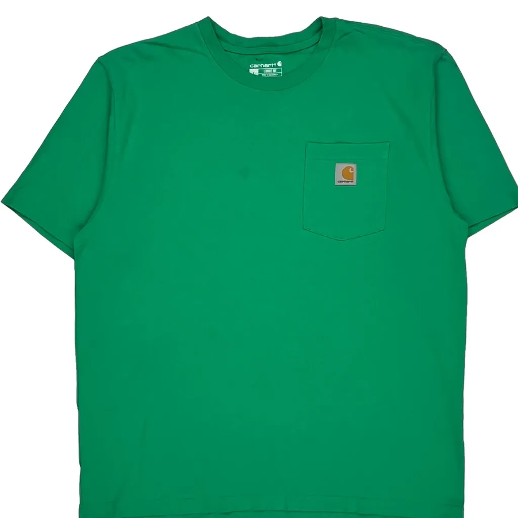 Carhartt T-Shirt - Large Green Cotton - Image 5