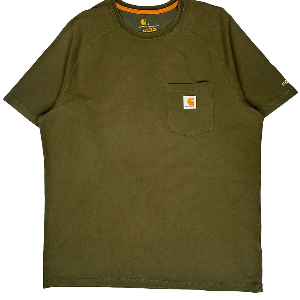 Carhartt T-Shirt - Large Green Cotton - Image 5