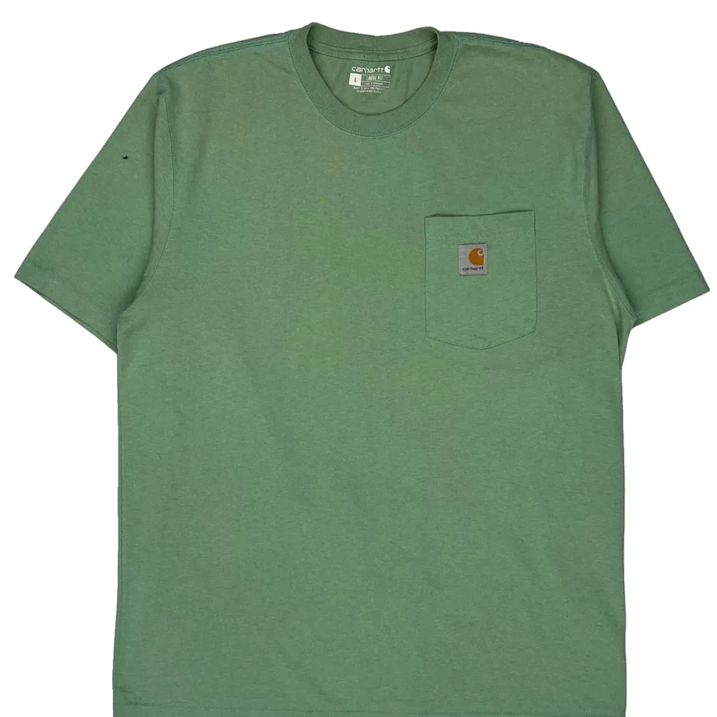 Carhartt T-Shirt - Large Green Cotton - Image 4