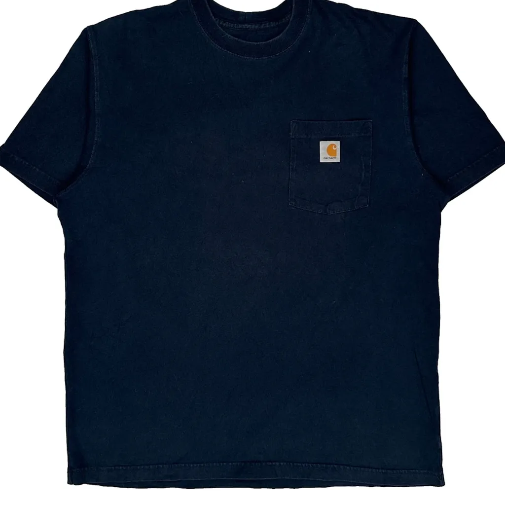 Carhartt T-Shirt - Large Navy Cotton - Image 4