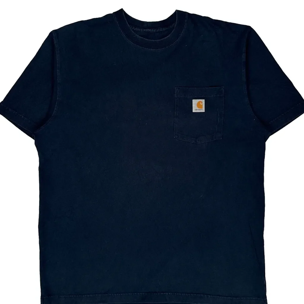 Carhartt T-Shirt - Large Navy Cotton - Image 5