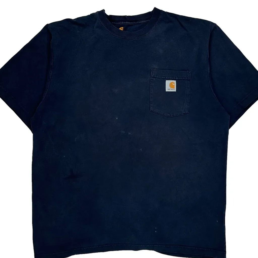 Carhartt T-Shirt - Large Navy Cotton - Image 4