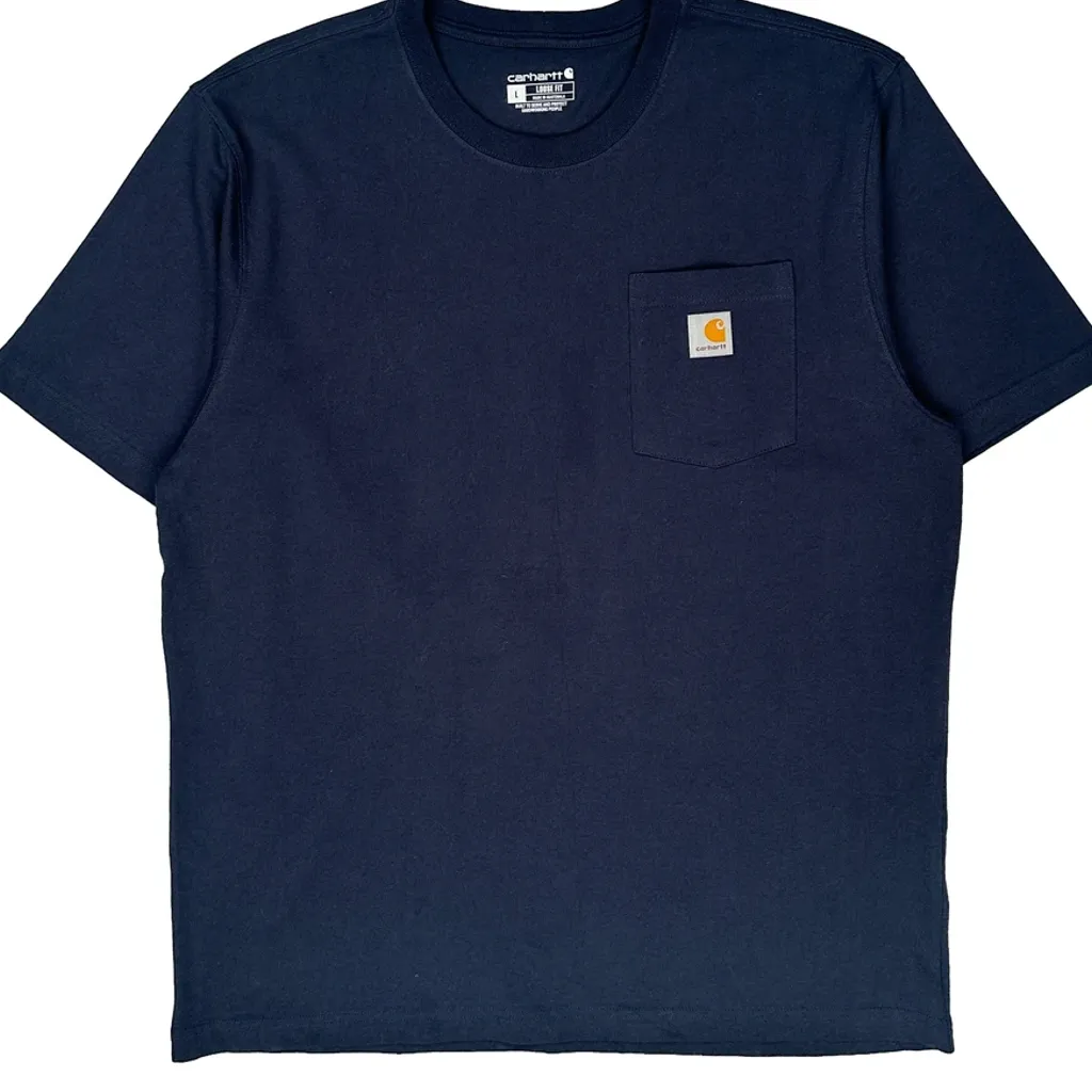 Carhartt T-Shirt - Large Navy Cotton - Image 4
