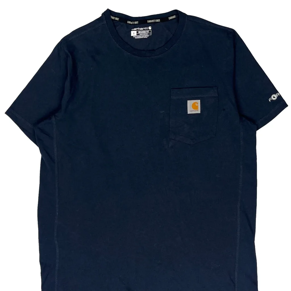 Carhartt T-Shirt - Large Navy Cotton - Image 4