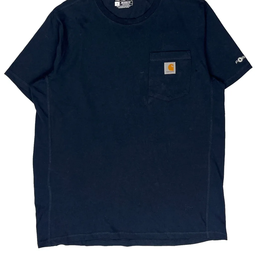 Carhartt T-Shirt - Large Navy Cotton - Image 5