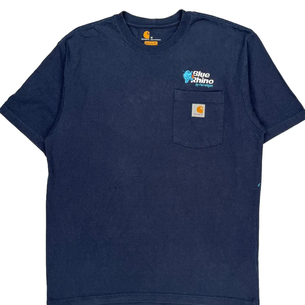 Carhartt T-Shirt - Medium Navy Cotton - Image 4