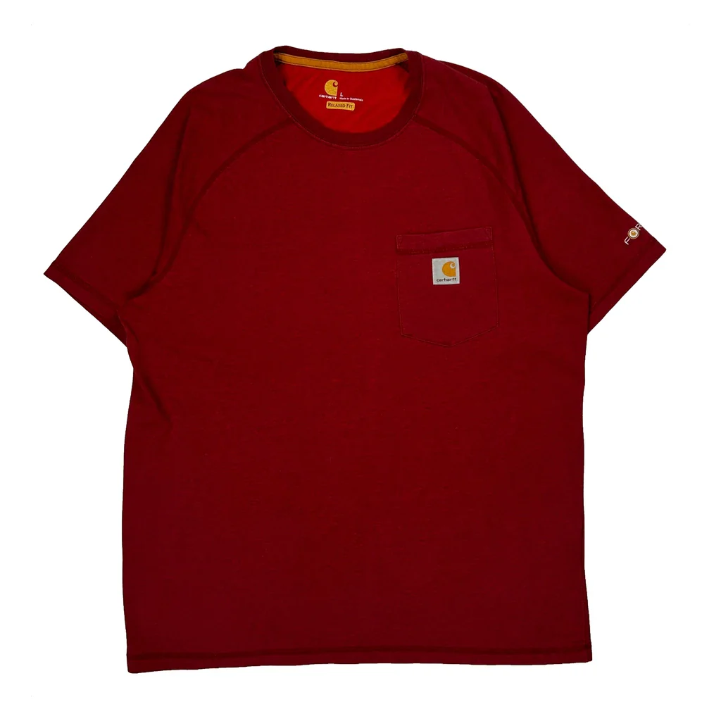 Carhartt T-Shirt - Large Red Cotton