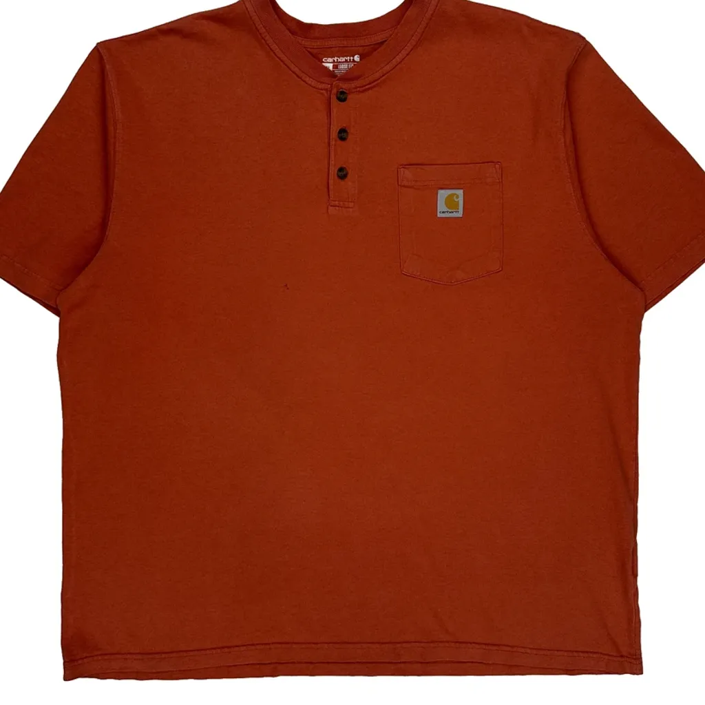 Carhartt Henley T-Shirt - 2XL Red Cotton - Image 4