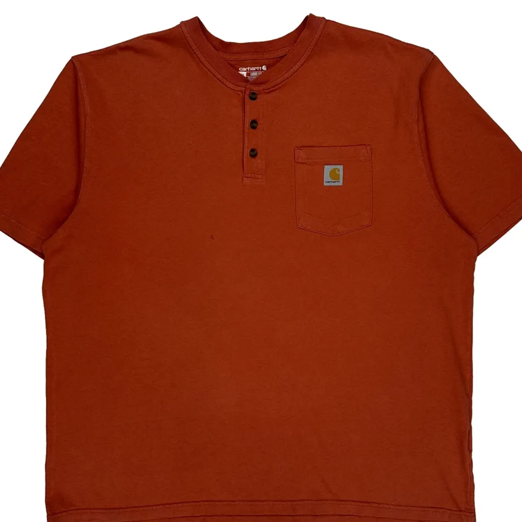 Carhartt Henley T-Shirt - 2XL Red Cotton - Image 5