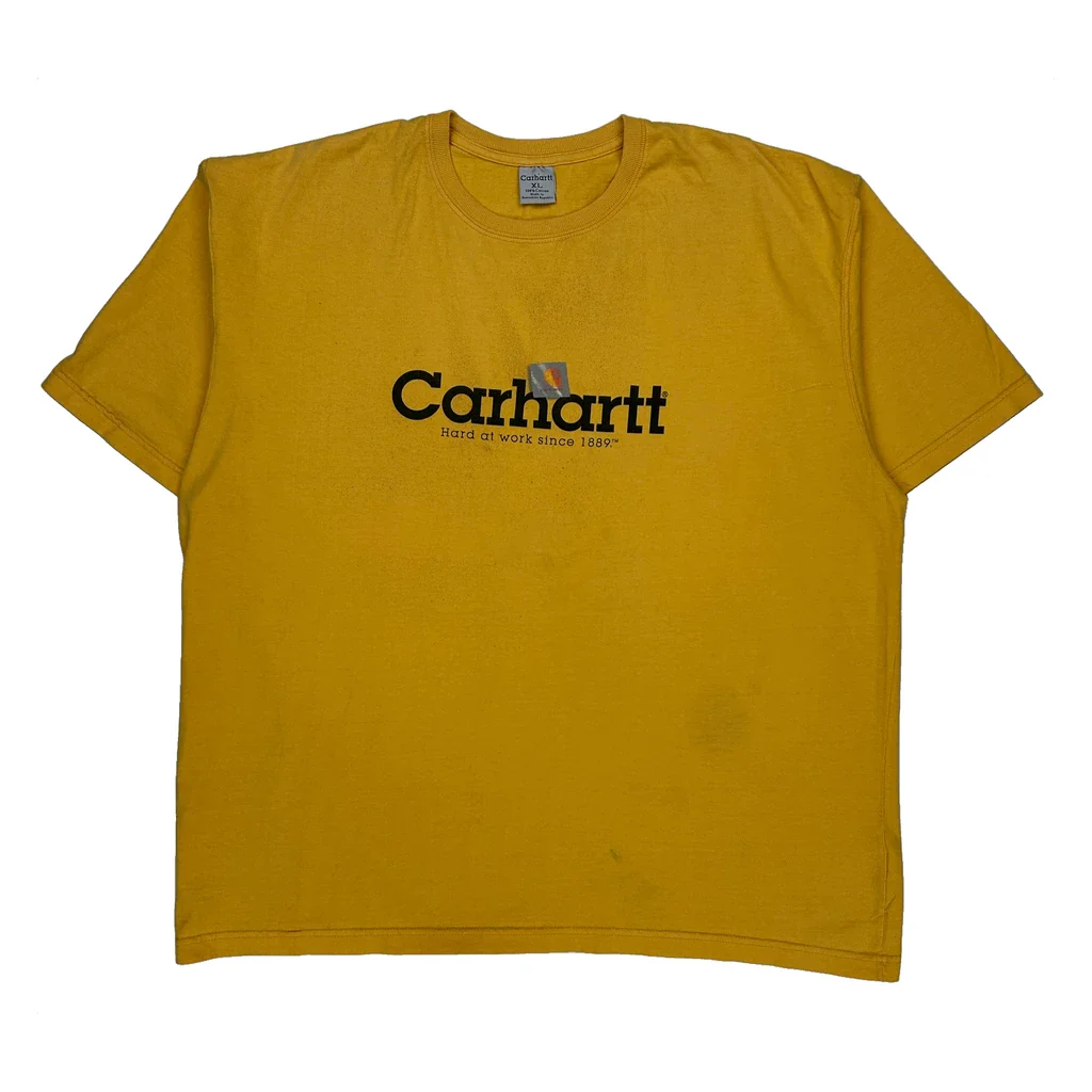 Carhartt Spellout T-Shirt - XL Yellow Cotton
