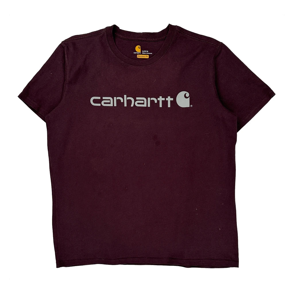 Carhartt T-Shirt - Large Burgundy Cotton