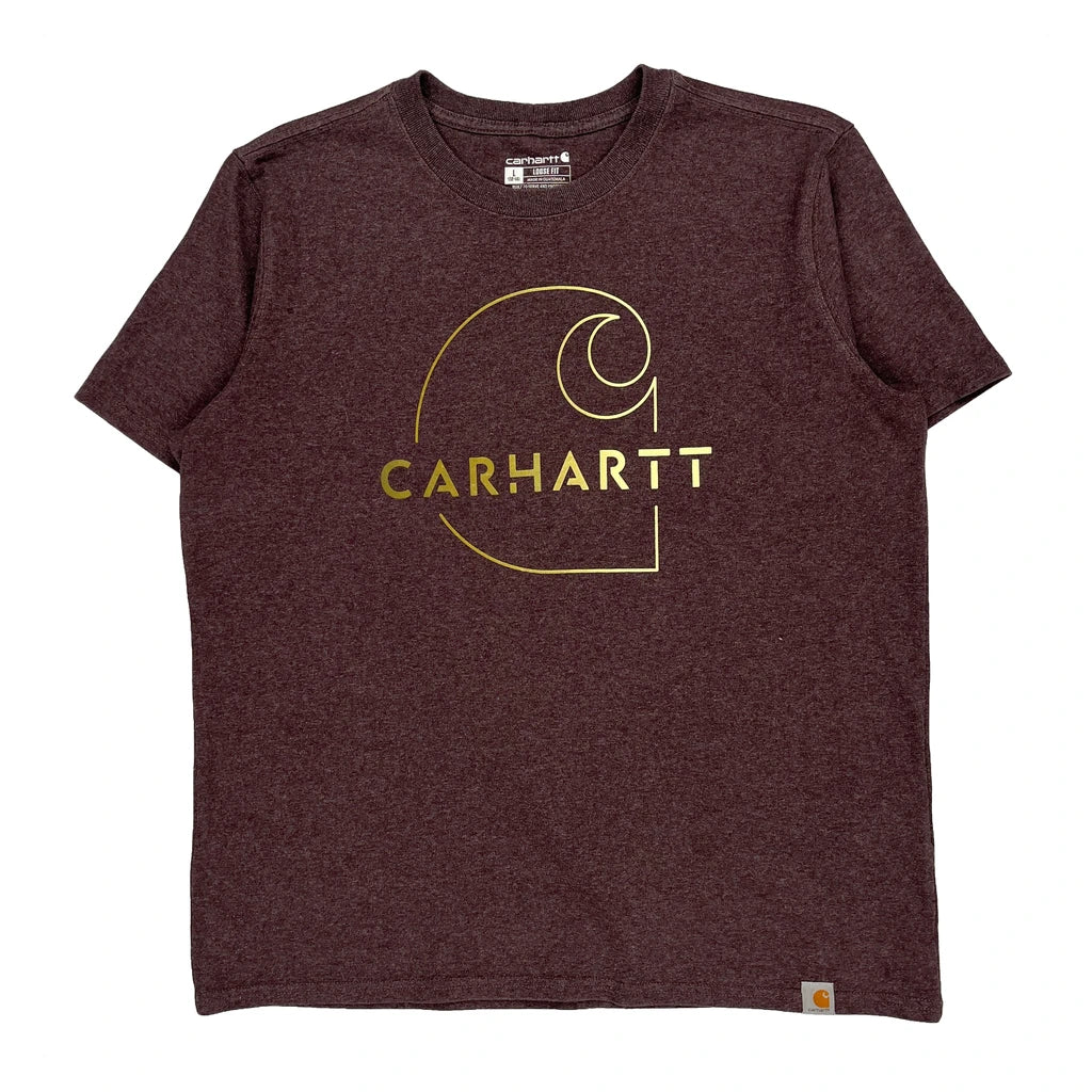 Carhartt T-Shirt - Large Burgundy Cotton