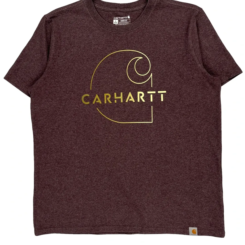 Carhartt T-Shirt - Large Burgundy Cotton - Image 4