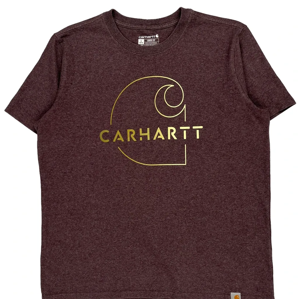 Carhartt T-Shirt - Large Burgundy Cotton - Image 5