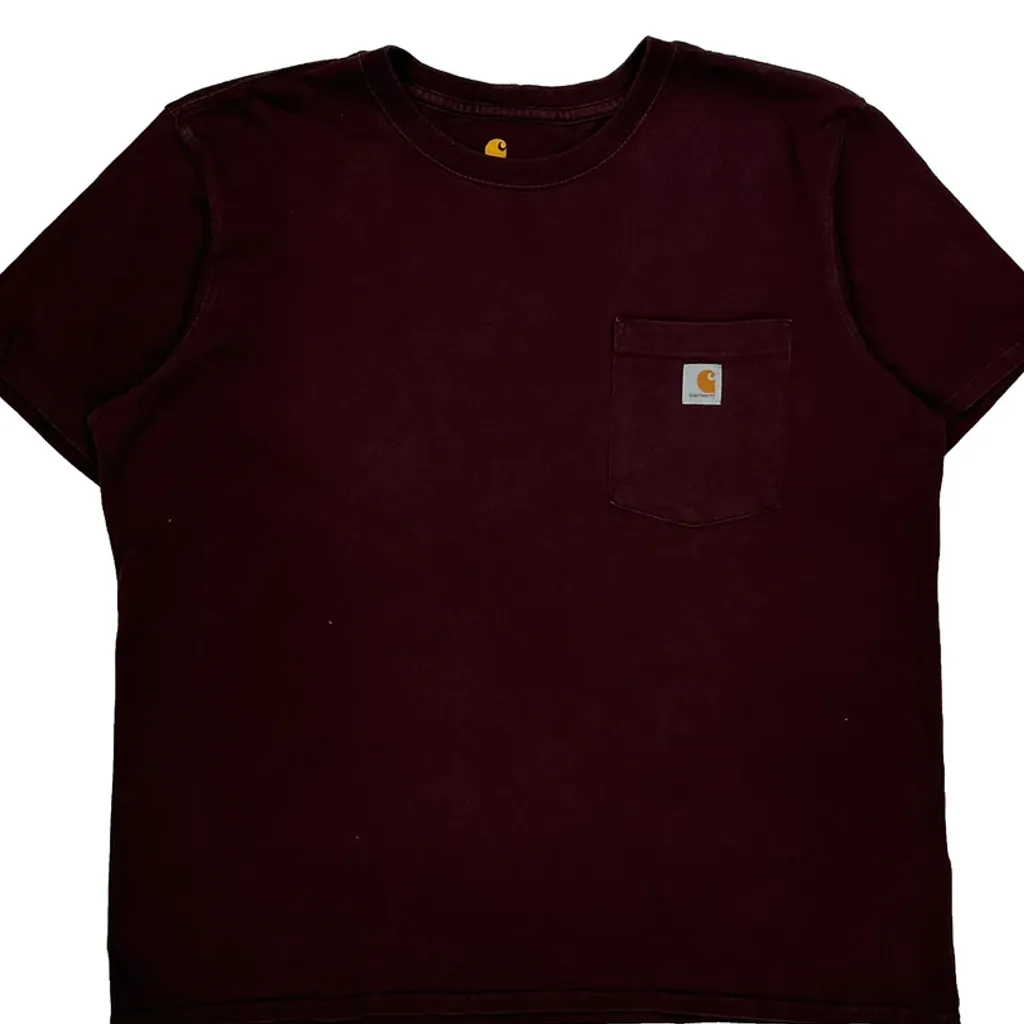 Carhartt T-Shirt - XL Burgundy Cotton - Image 4