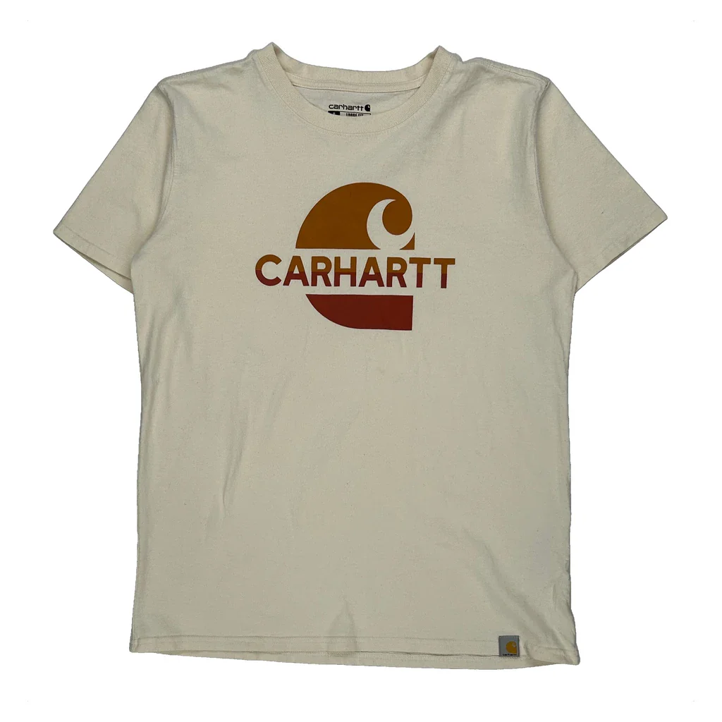 Carhartt T-Shirt - Small Cream Cotton