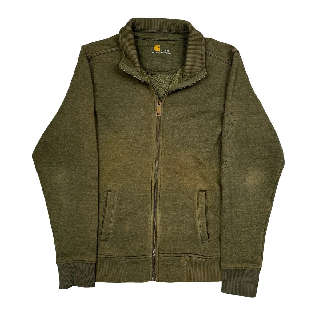 Carhartt Zip Up - Large Green Cotton Blend