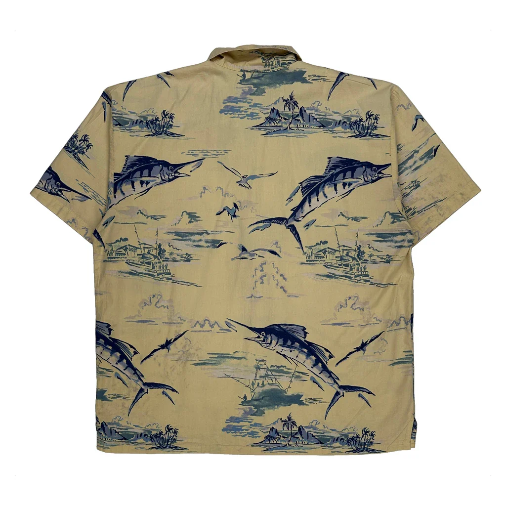 Caribbean Hawaiian Shirt - Large Beige Cotton - Image 2