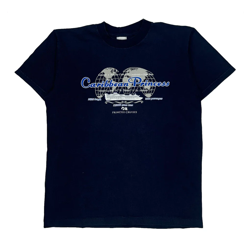 Caribbean Princess Cruises Single Stitch T-Shirt - Large Navy Cotton