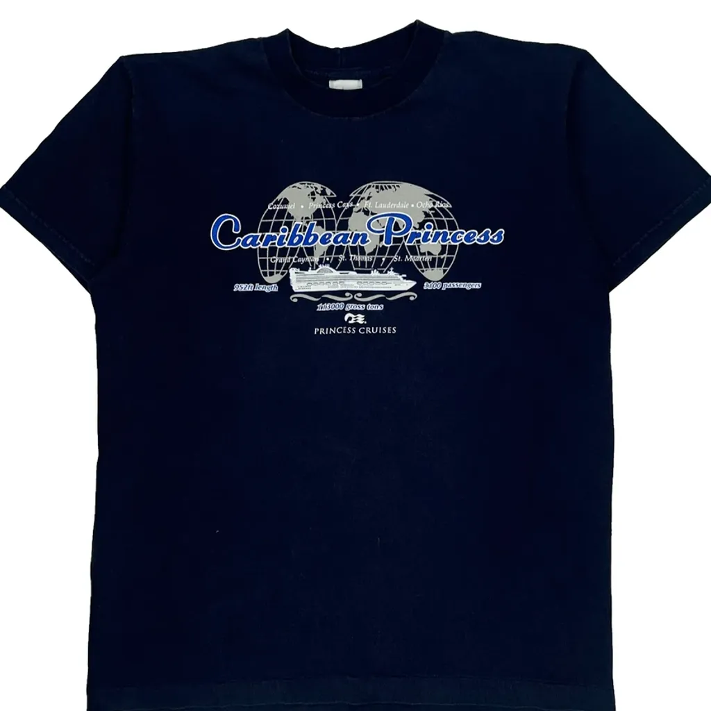 Caribbean Princess Cruises Single Stitch T-Shirt - Large Navy Cotton - Image 4