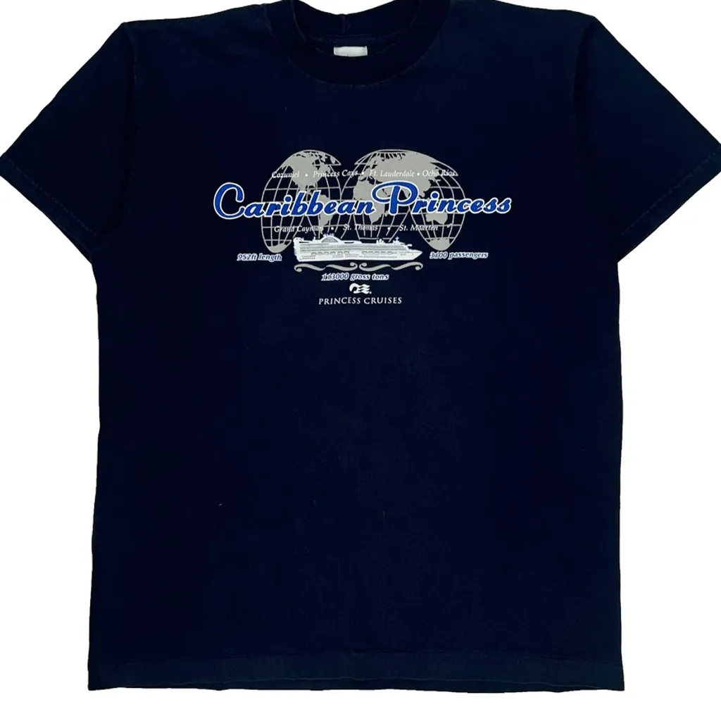 Caribbean Princess Cruises Single Stitch T-Shirt - Large Navy Cotton - Image 5