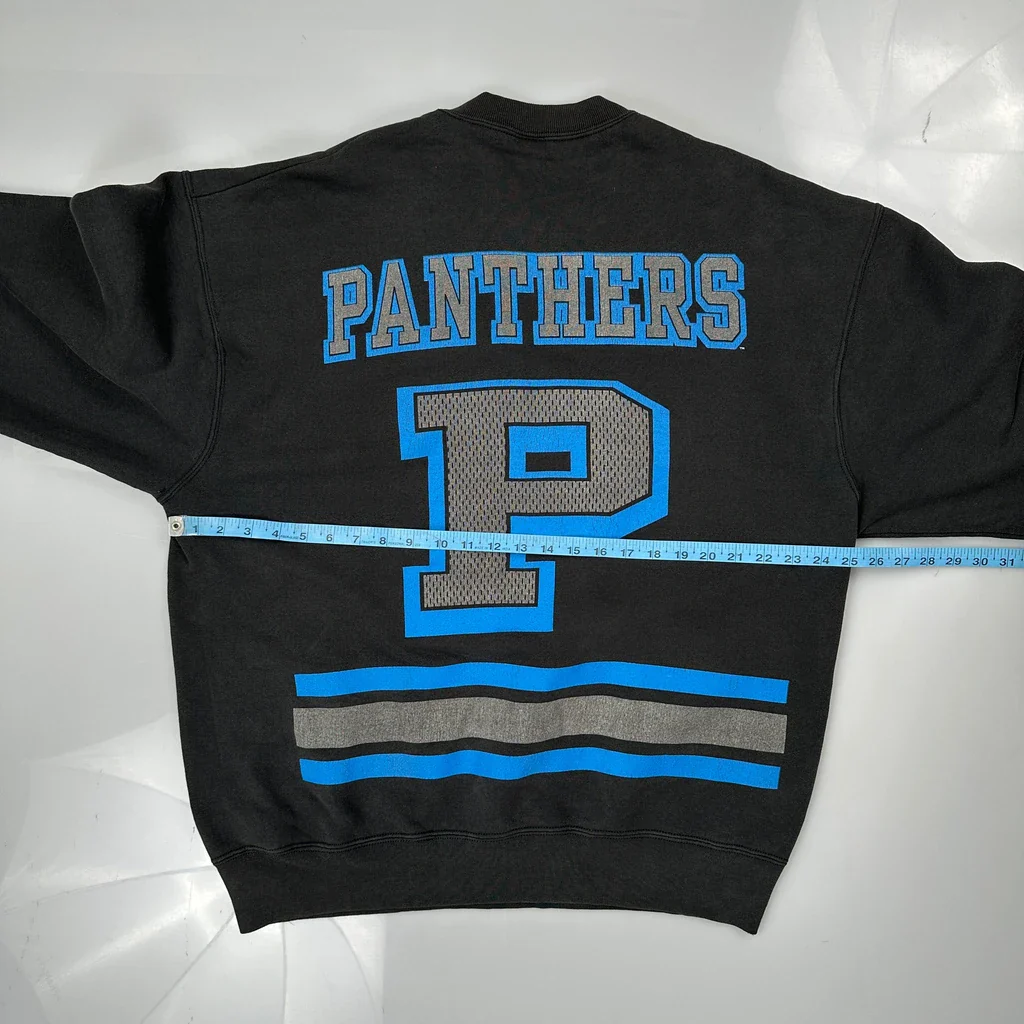 Carolina Panthers Nfl Football Sweatshirt - Large Black Cotton - Image 3