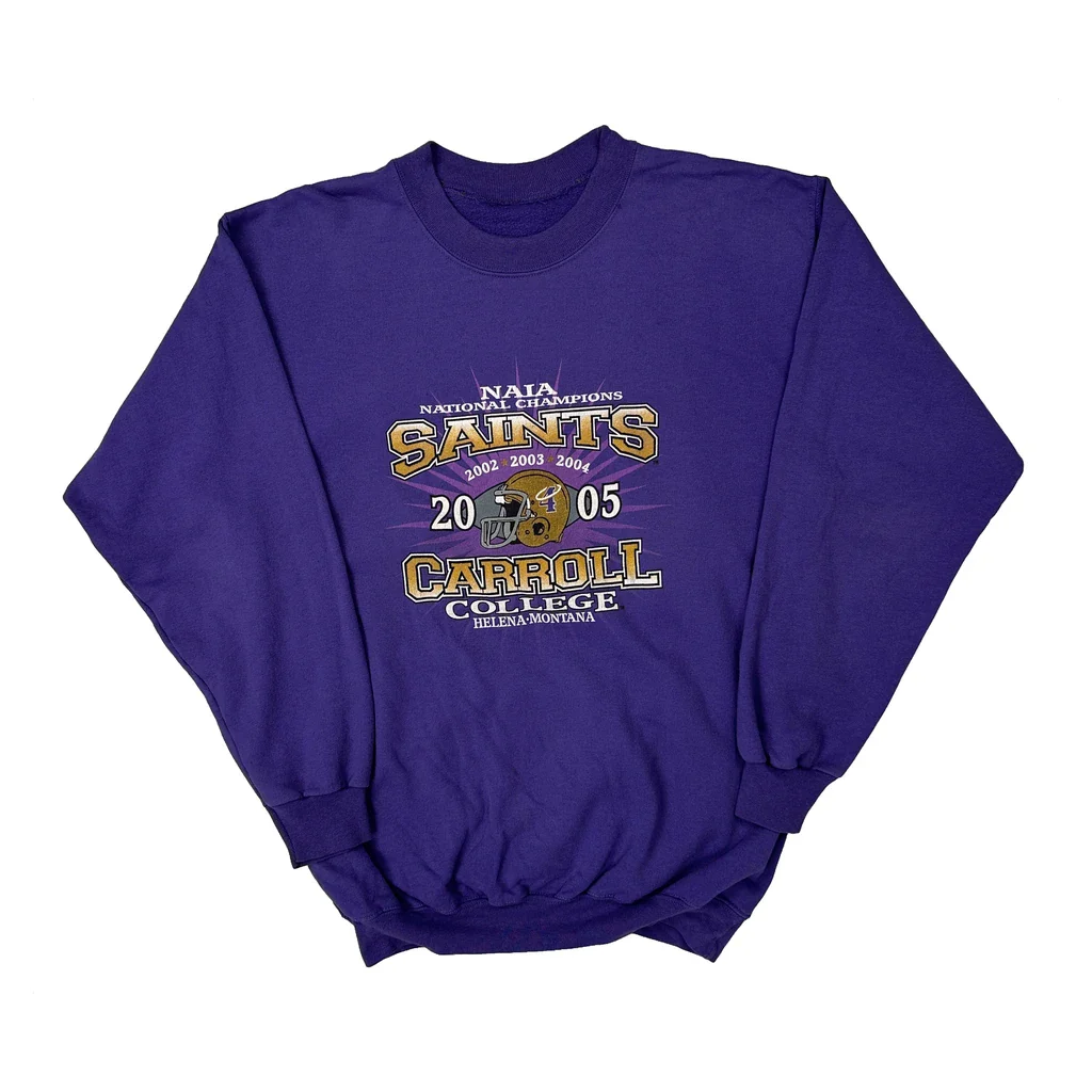 Carroll College Saints Unbranded College Sweatshirt - Large Purple Cotton