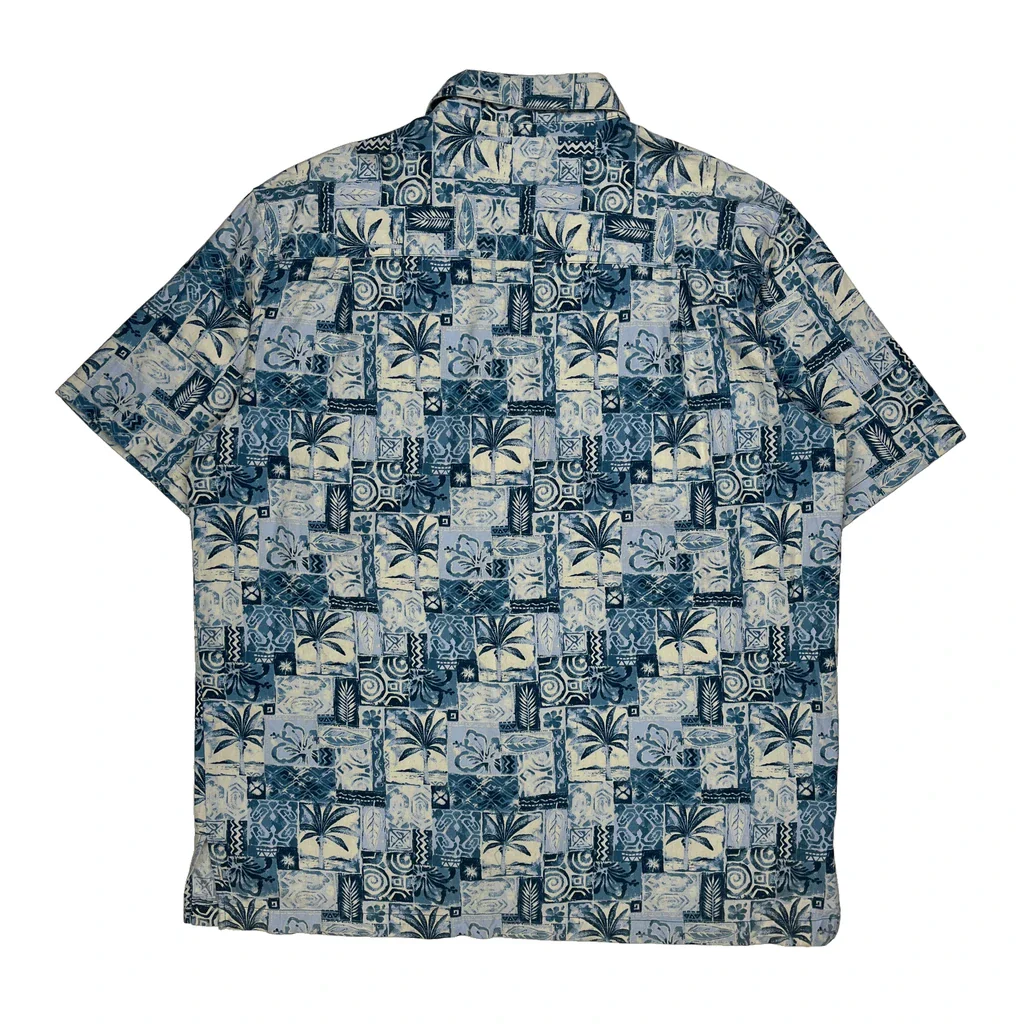 Casual Life Floral Hawaiian Shirt - XL Blue Cotton Blend - Image 2