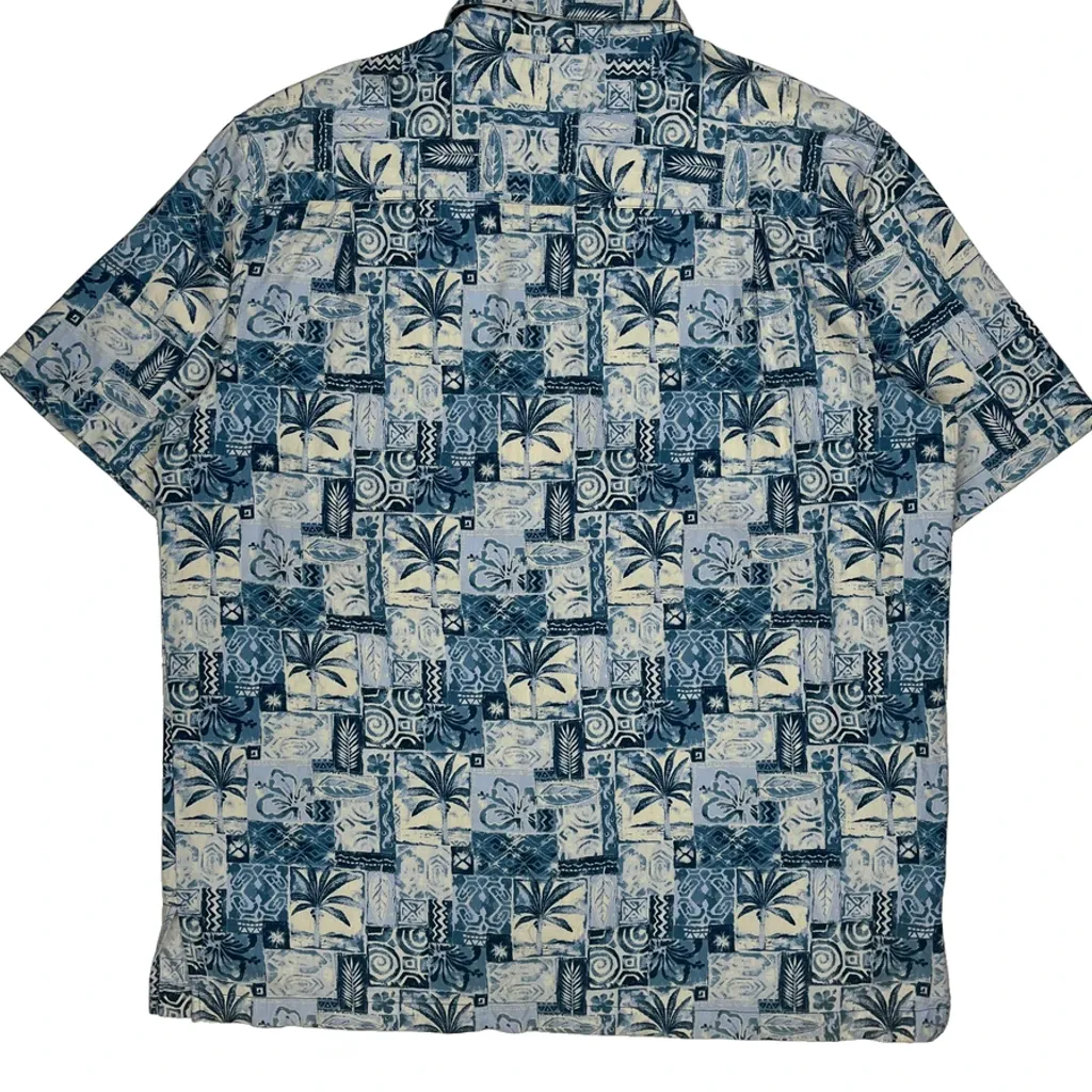 Casual Life Floral Hawaiian Shirt - XL Blue Cotton Blend - Image 6