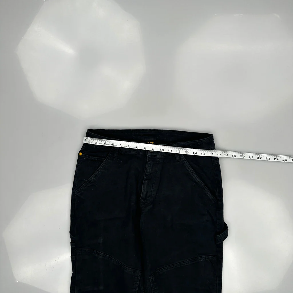 Cat Double Knee Carpenter Trousers - 32W 32L Black Cotton - Image 3