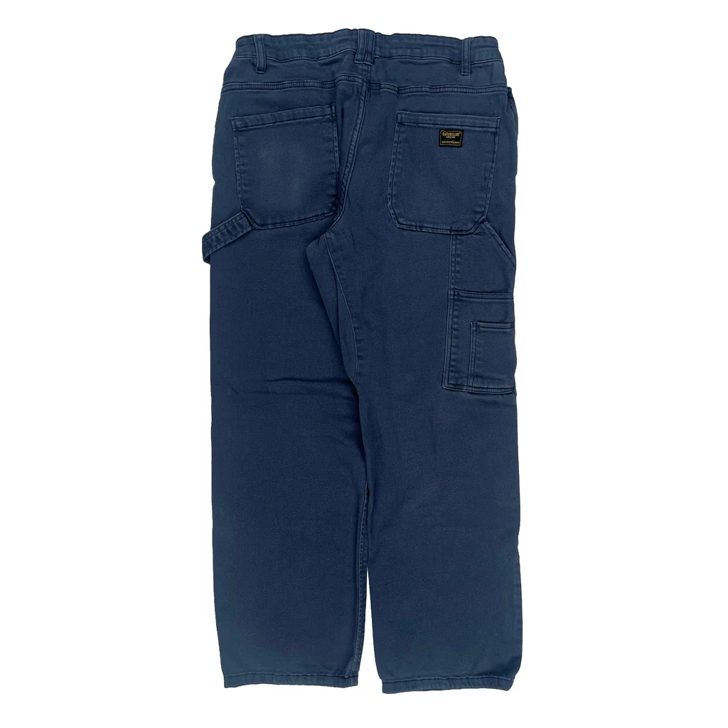 Cat Double Knee Carpenter Trousers - 30W 28L Blue Cotton